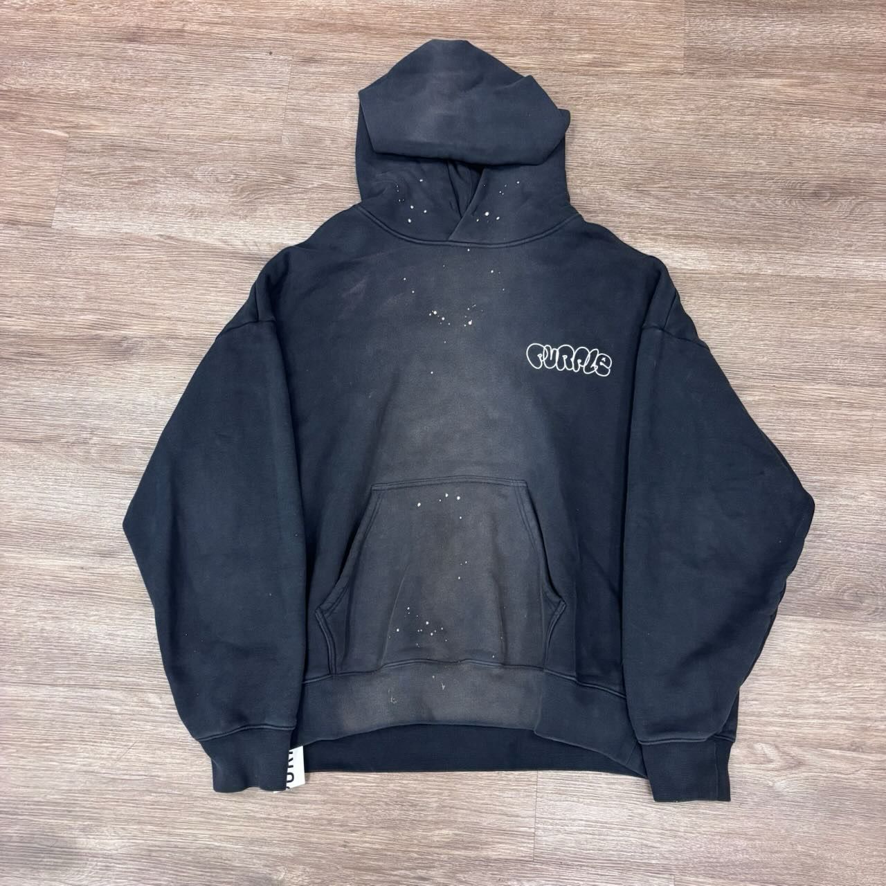 PO PURPLE HOODIE GRAFFITI WASHED BLACK SIZE 2XL