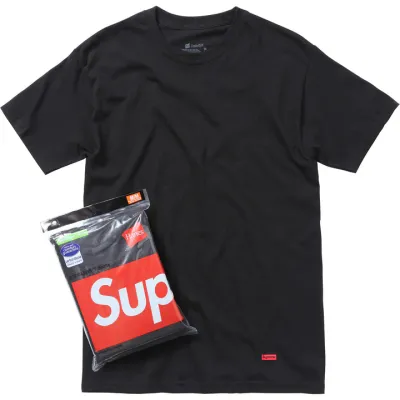 NEW SUPREME HANES TAGLESS T-SHIRTS BLACK (3 PACK)