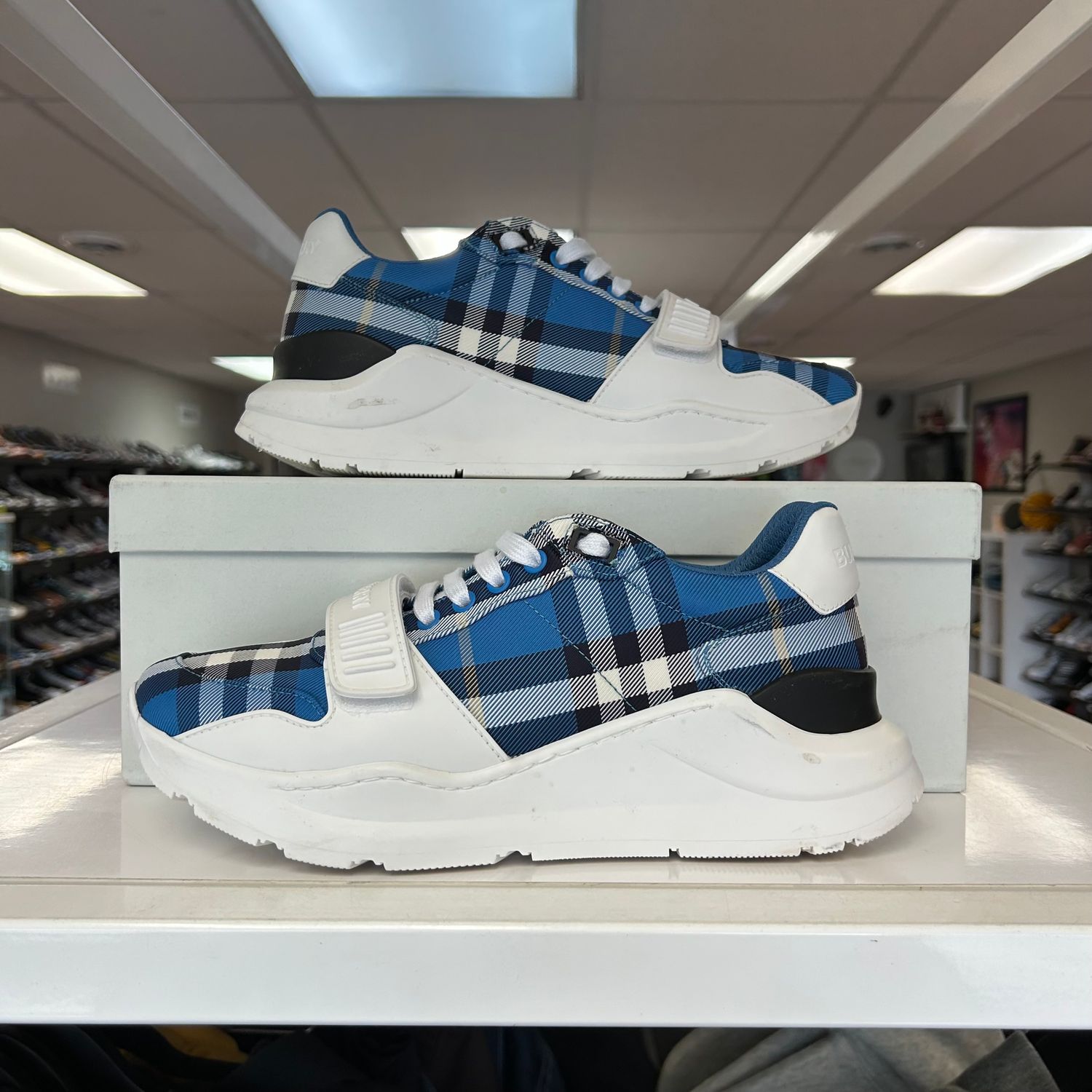 PO BURBERRY CHECK SNEAKERS HYACINTH SIZE 8