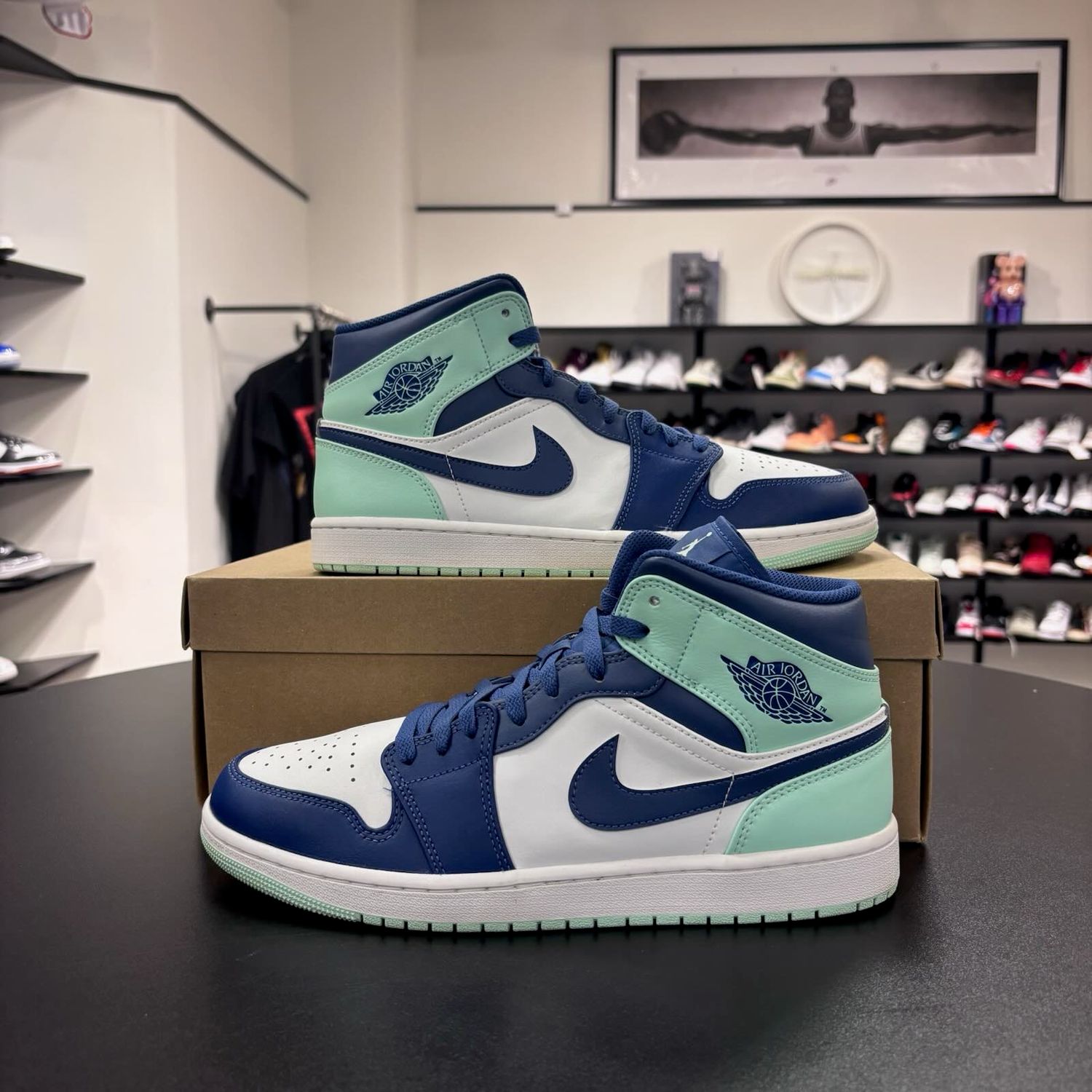 PO2 NB AIR JORDAN 1 MID MYSTIC NAVY MINT FOAM  SIZE 11