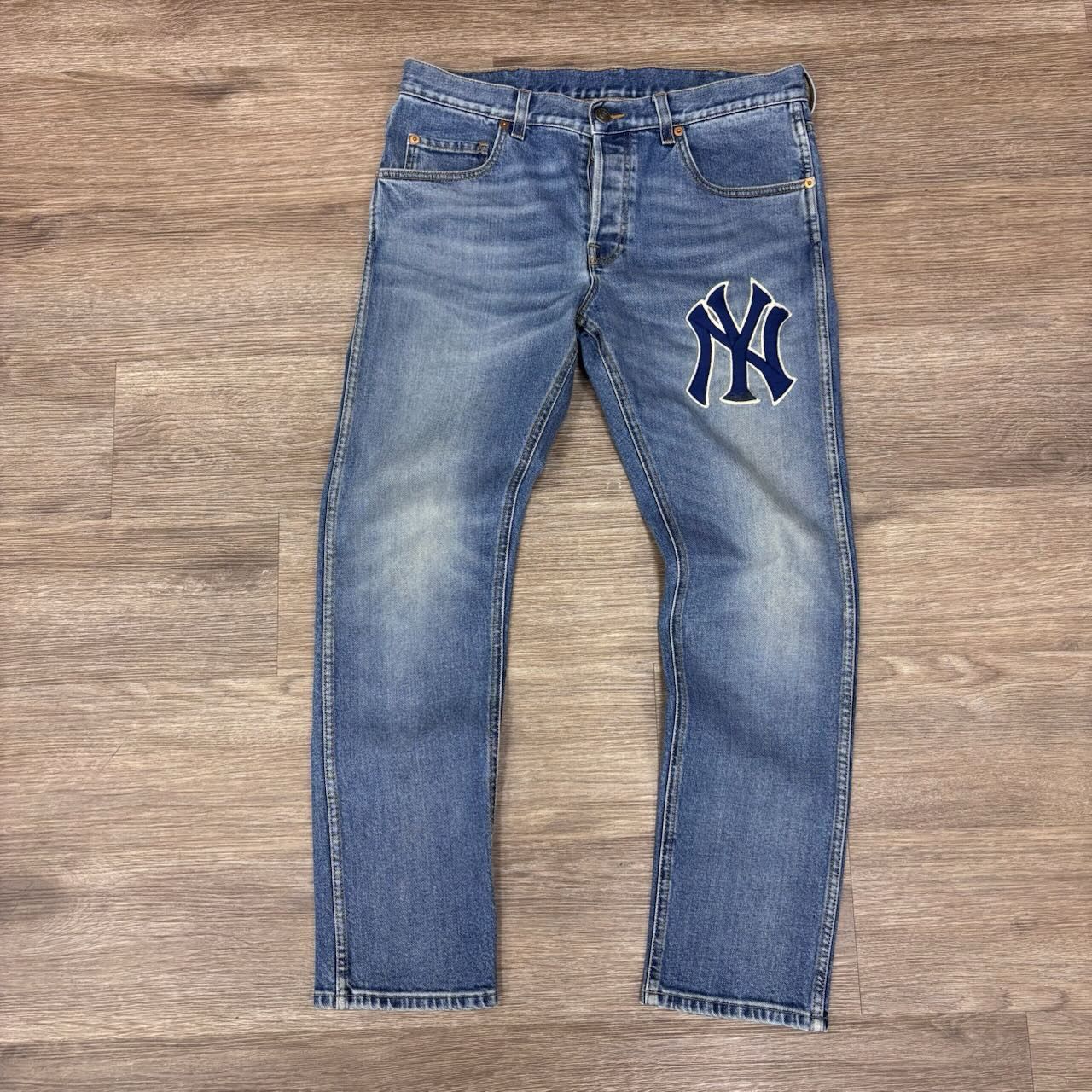 PO GUCCI MLB NY YANKEES SLIM JEANS SIZE 33