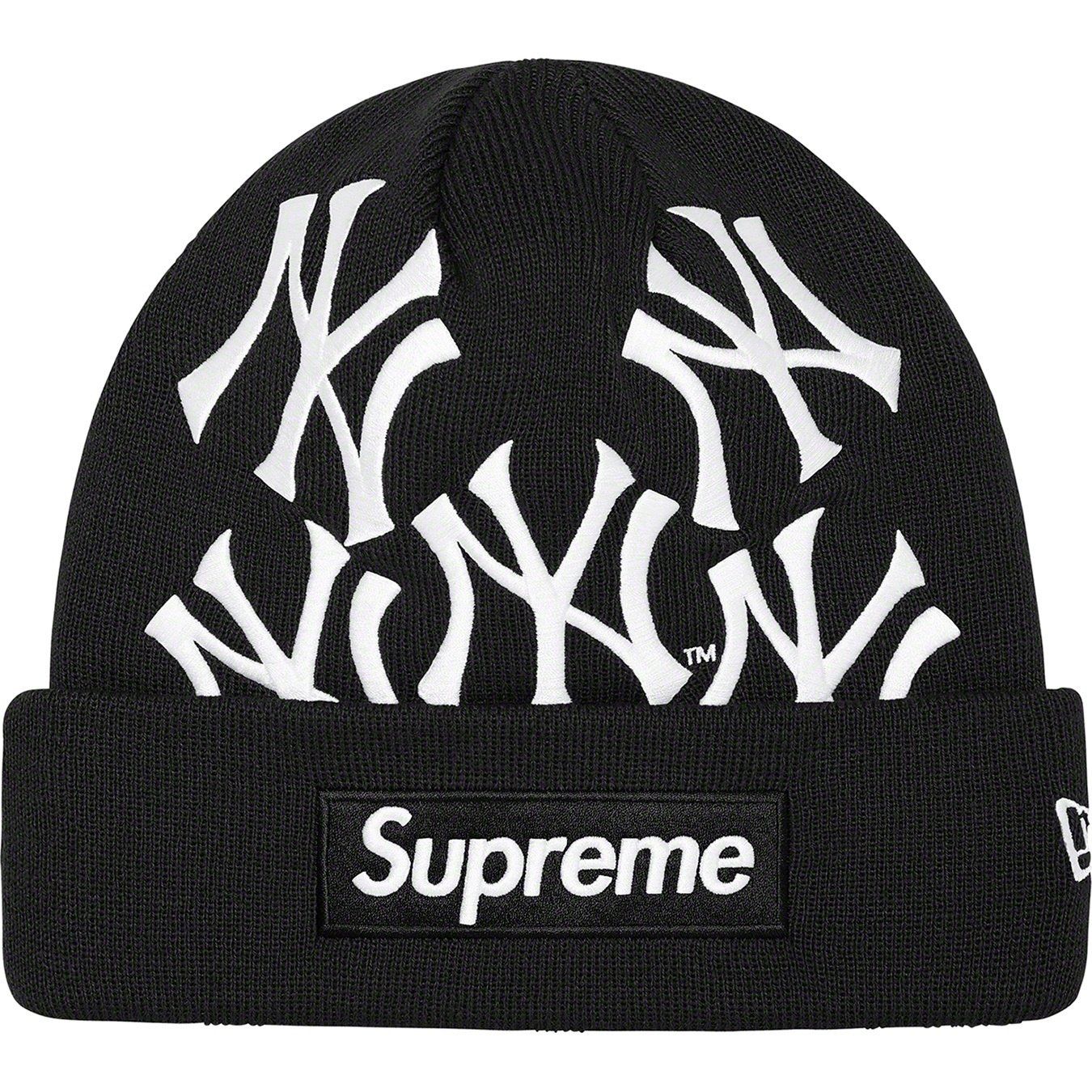 NEW SUPREME NEW YORK YANKEES BOX LOGO BEANIE (FW21) BLACK
