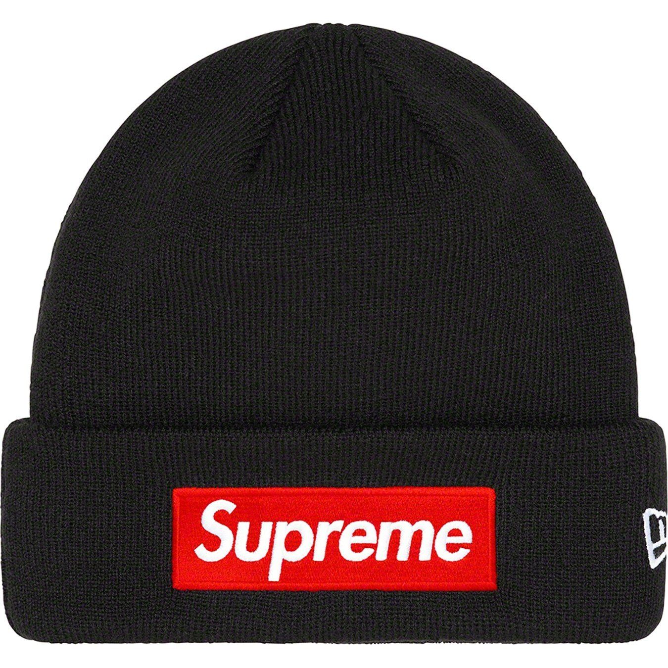 NEW SUPREME NEW ERA BOX LOGO BEANIE (FW22) BLACK / RED