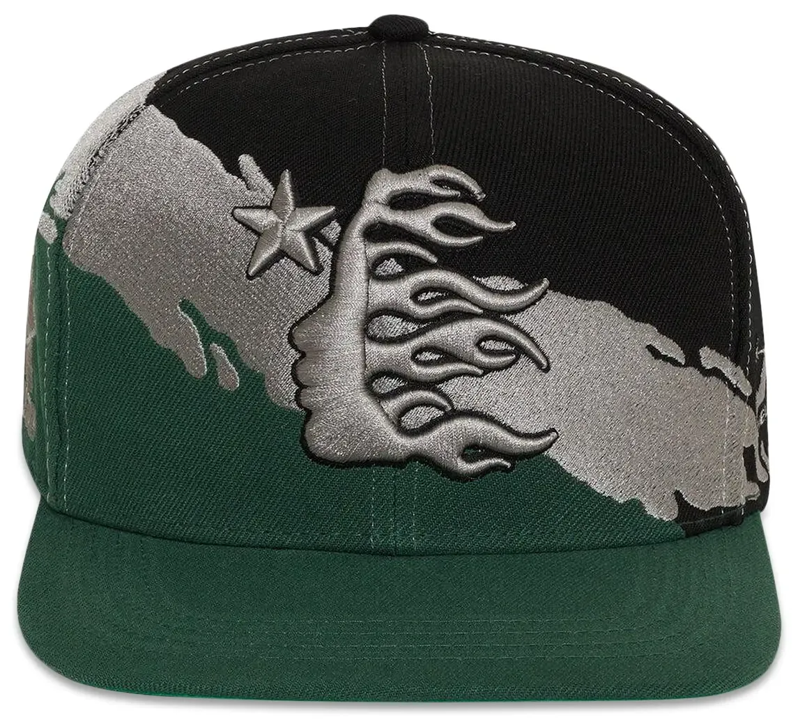 NEW HELLSTAR PAINTBRUSH SNAPBACK HAT BLACK/GREEN
