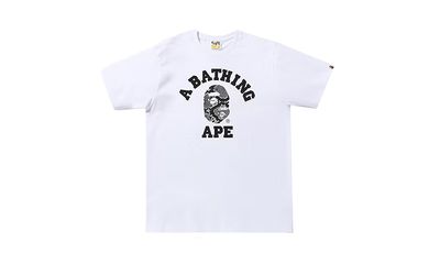 NEW BAPE SNAKE COLLEGE TEE  WHITE/GREY