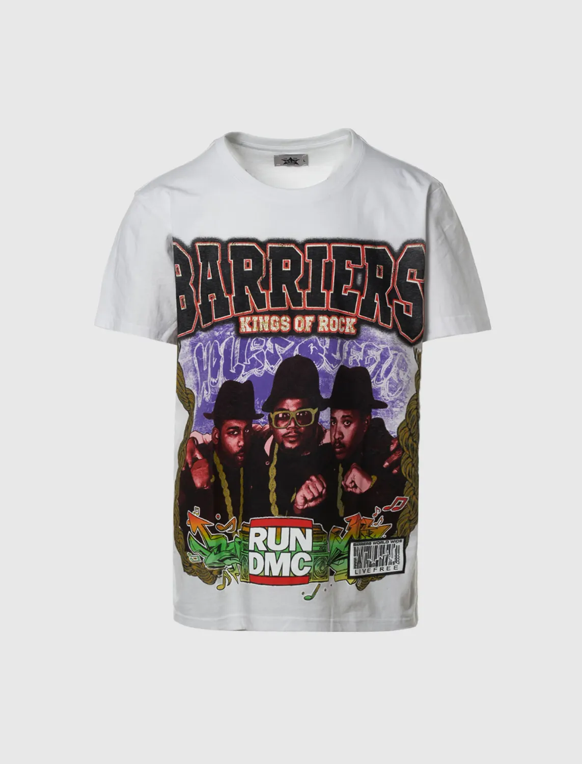 NEW BARRIERS KING OF ROCK RUN DMC T SHIRT WHITE