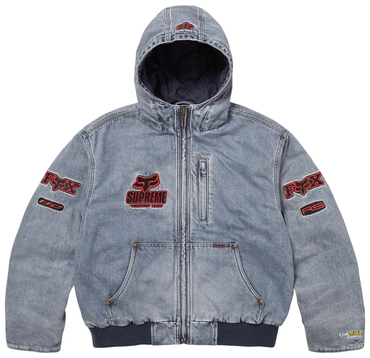 NEW SUPREME FOX RACING HOODED WORK JACKET DENIM
