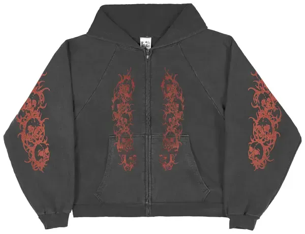 NEW BASKETCASE GALLERY AFFLICTED ZIP UP VINTAGE BLACK