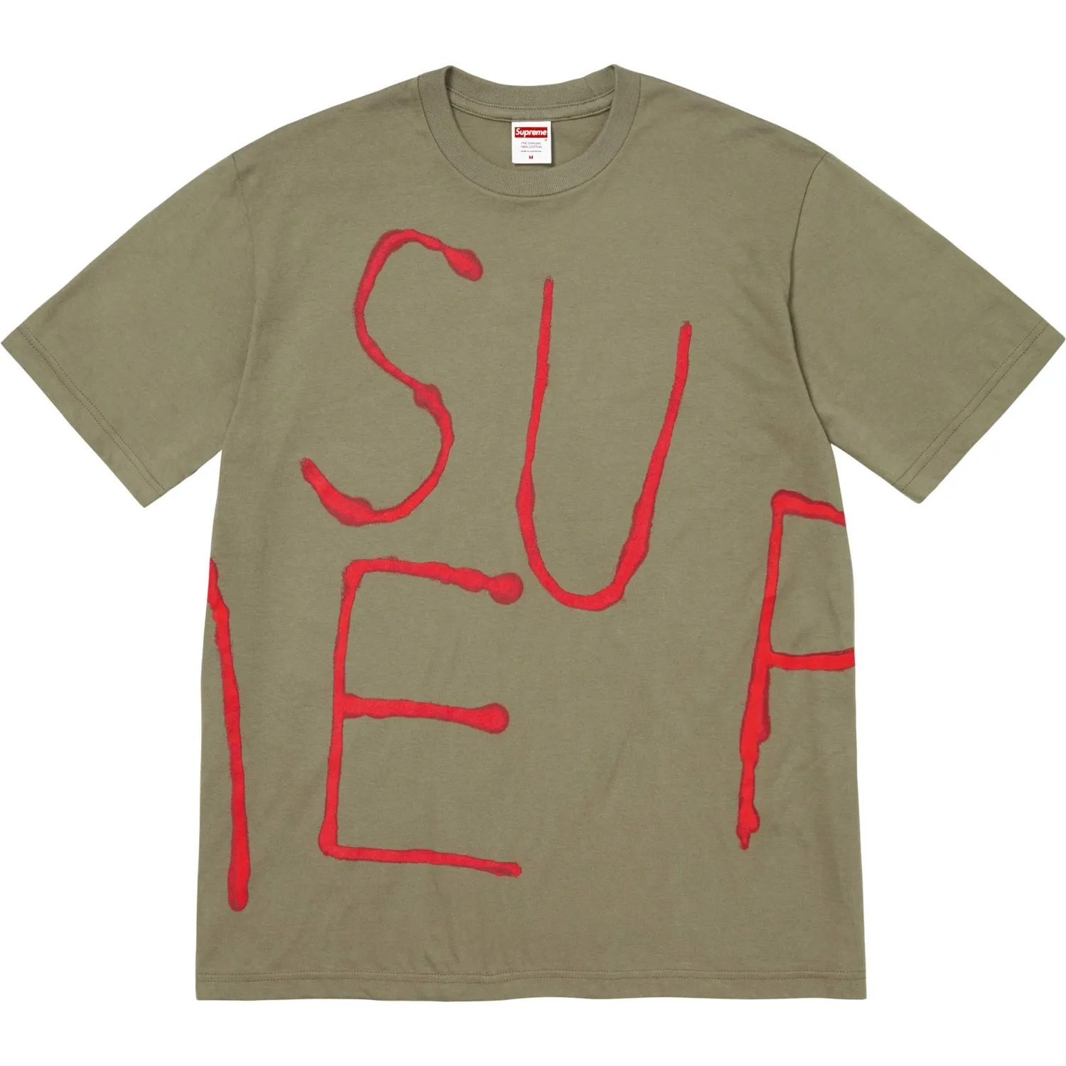 NEW SUPREME PAINTED TEE OLIVE