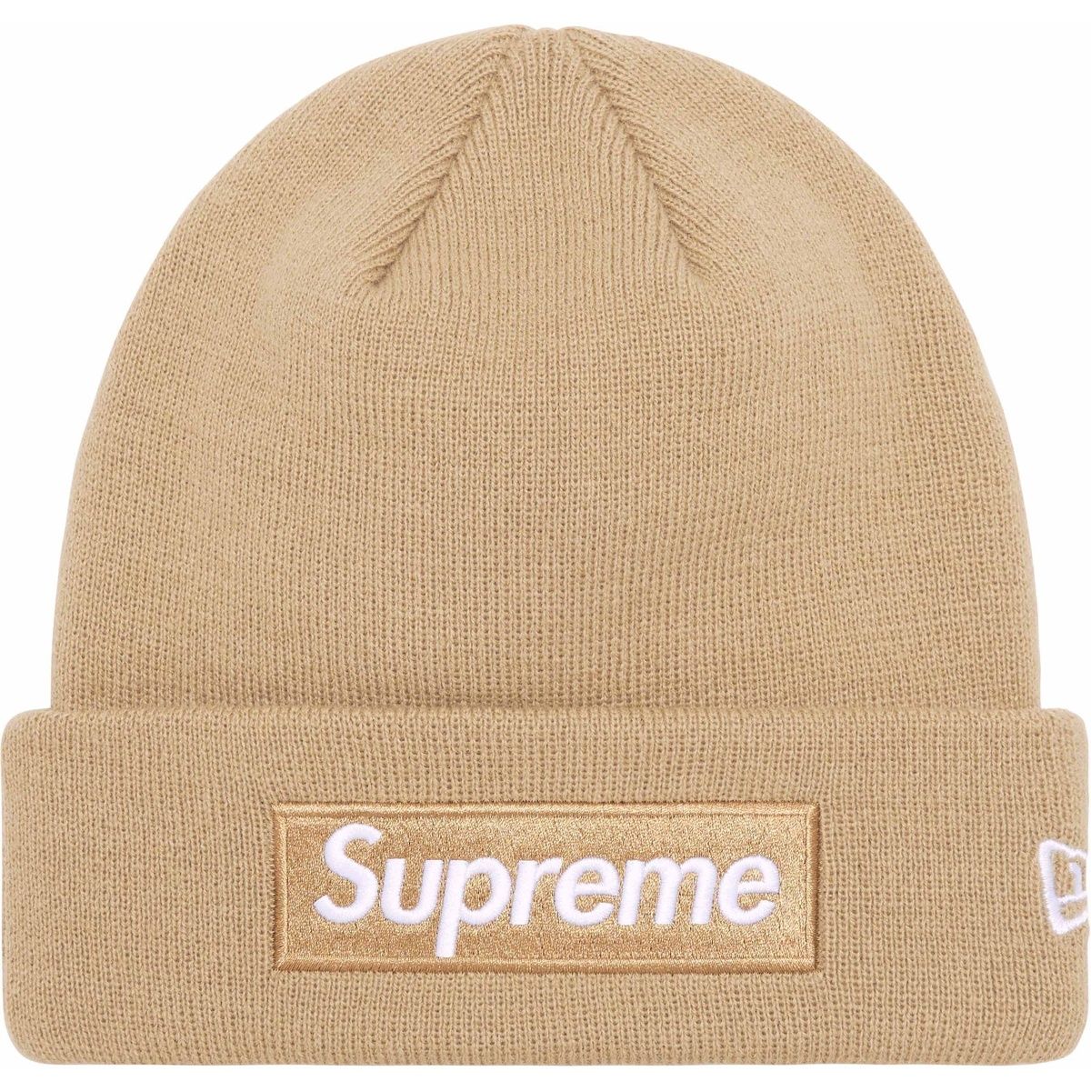 NEW SUPREME NEW ERA BOX LOGO BEANIE (FW23) DARK SAND