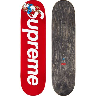NEW SUPREME SMURFS SKATEBOARD DECK RED