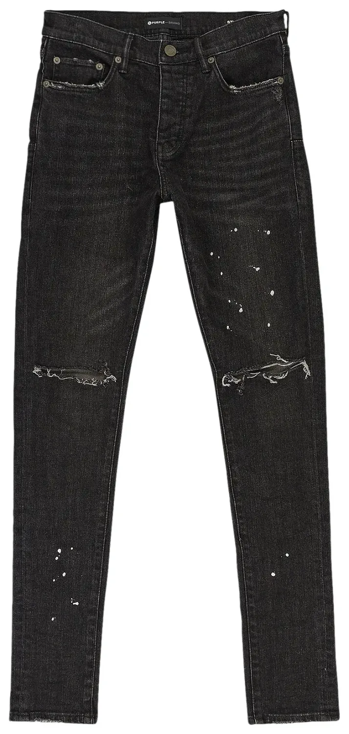 NEW PURPLE P001 BLACK OVERSPRAY JEANS