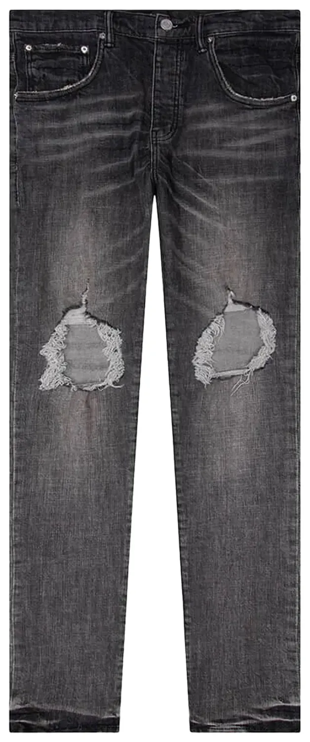 NEW PURPLE P002 GREY DIRTY BLOWOUT BLACK JEANS