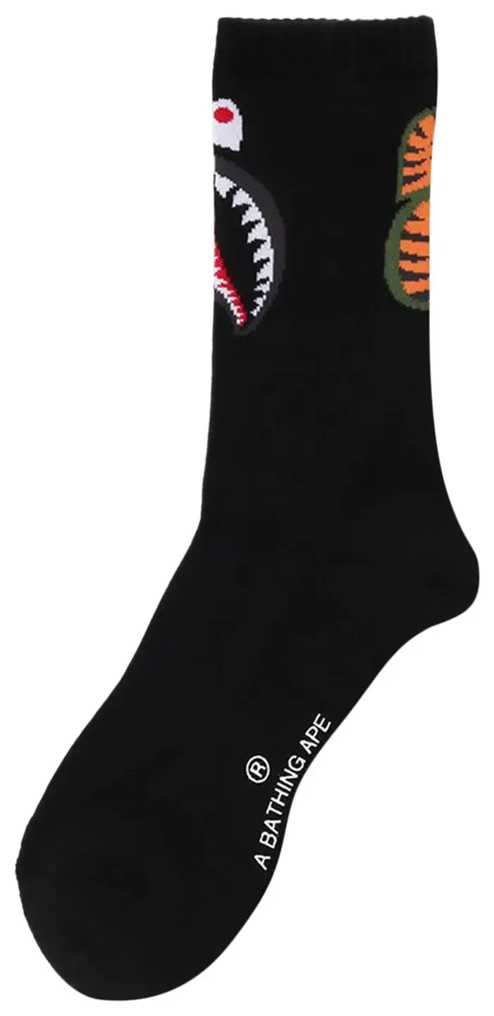 NEW BAPE SHARK SOCKS BLACK LARGE
