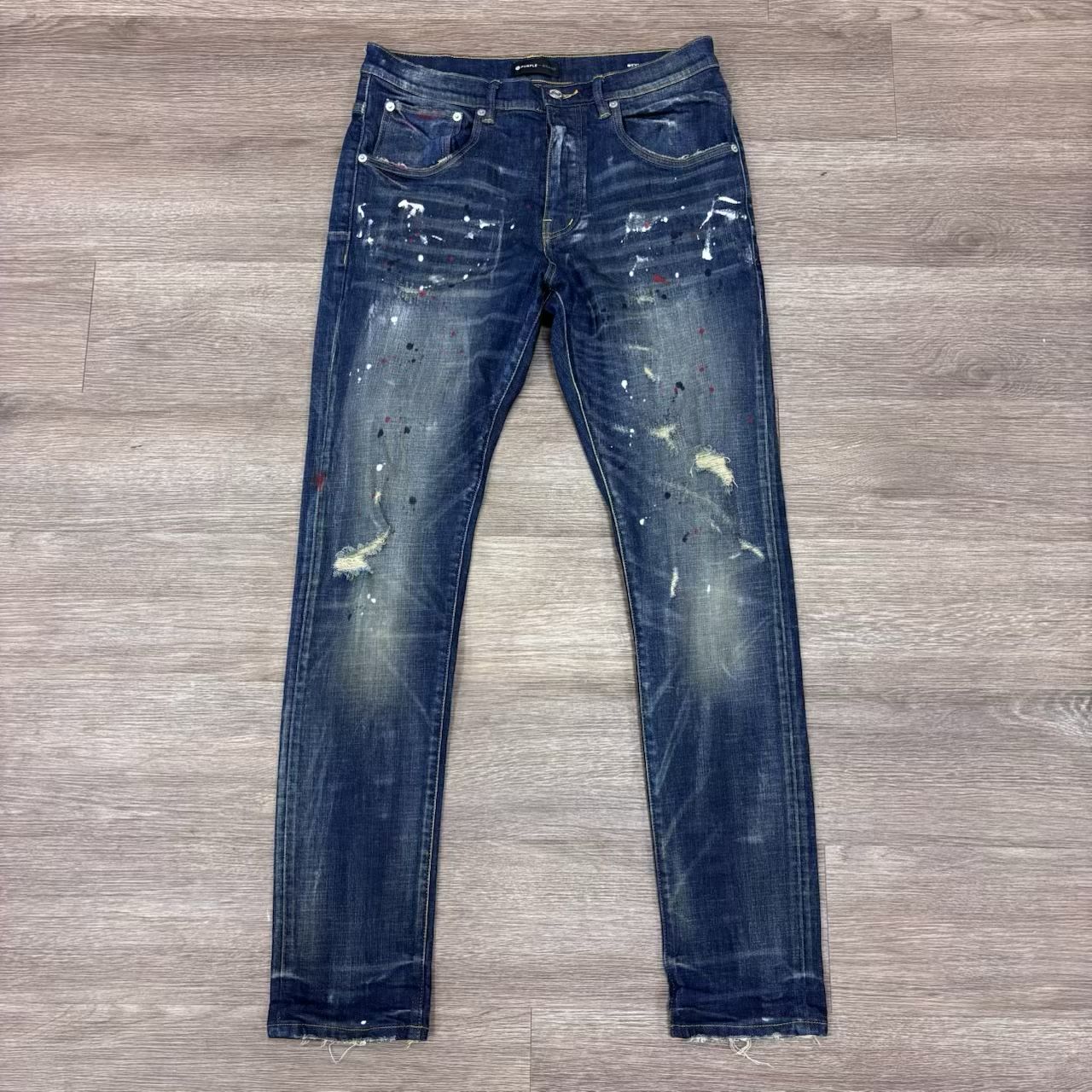 PO BLUE SPLATTER PAINT PURPLE JEANS SIZE 32