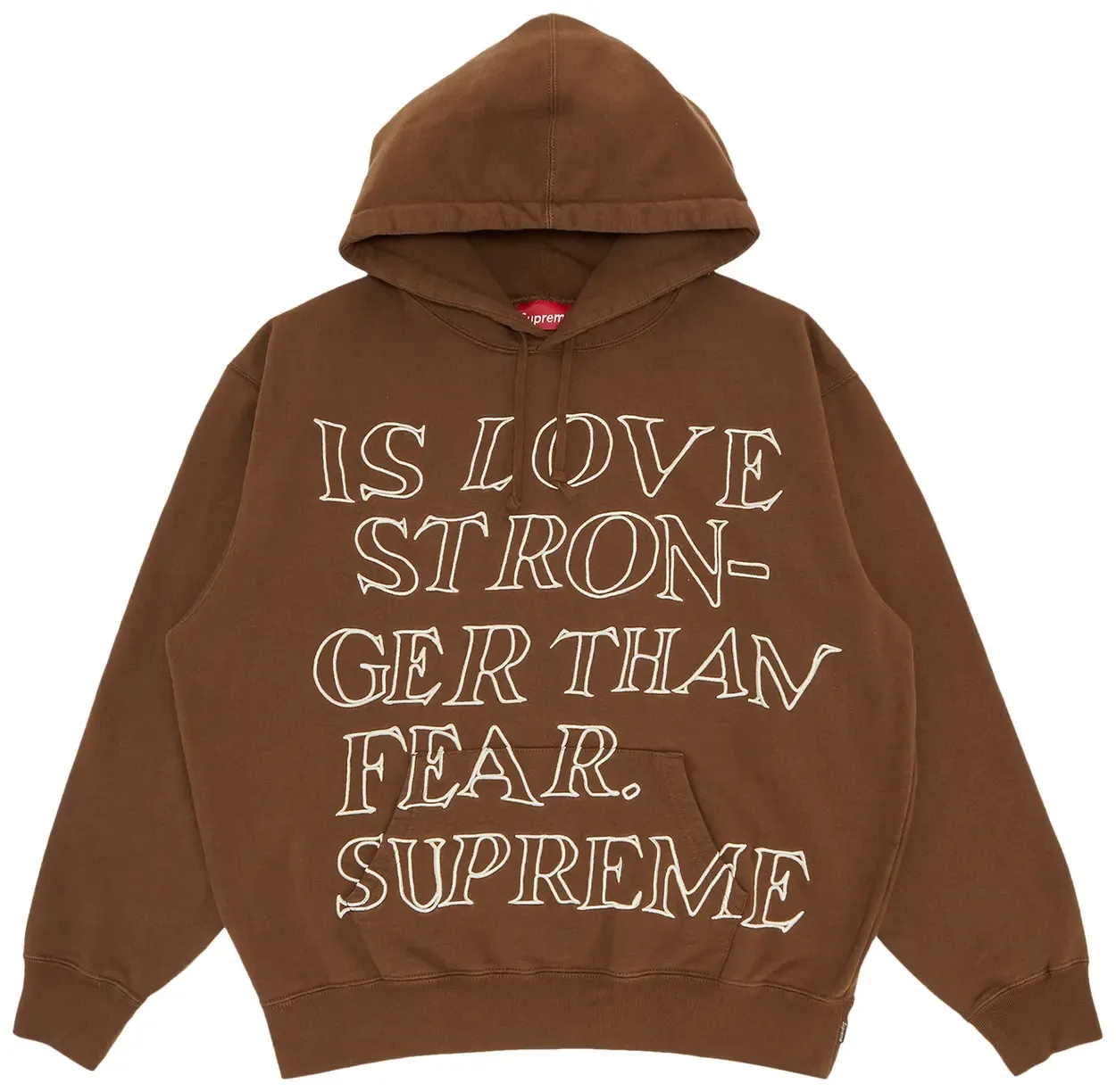 NEW SUPREME STRONGER FEAR HOODED SWEATSHIRT
