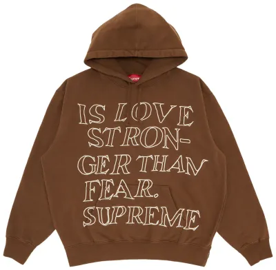 NEW SUPREME STRONGER FEAR HOODED SWEATSHIRT
