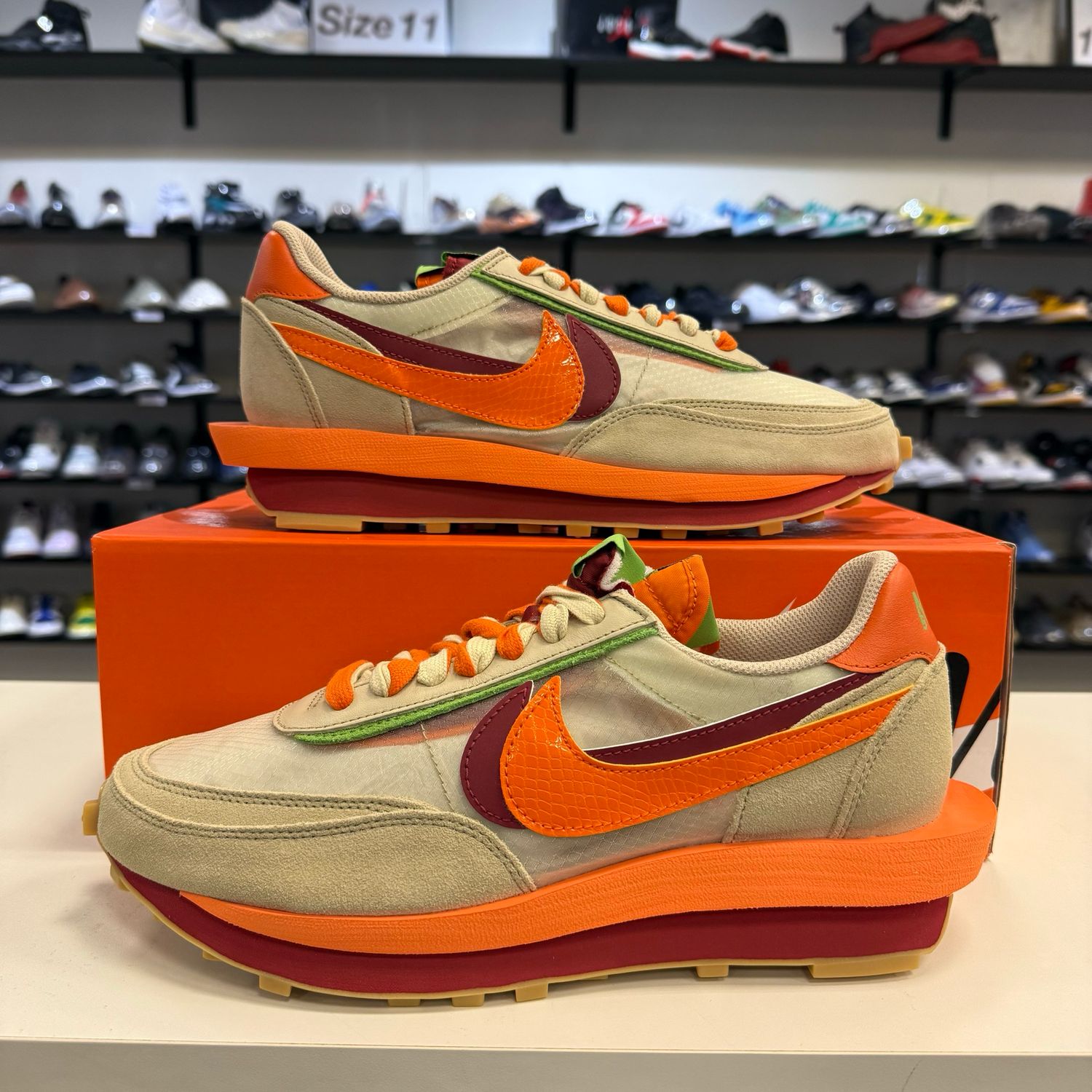 NEW NIKE LD WAFFLE SACAI CLOT ORANGE BLAZE