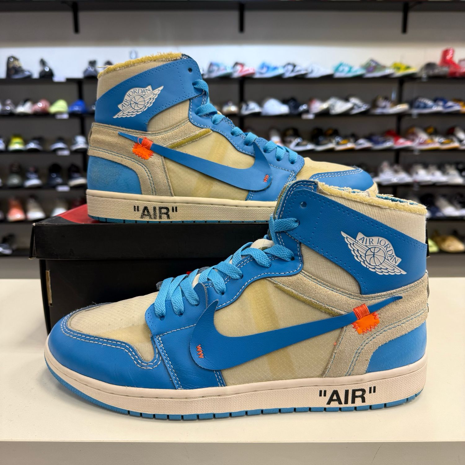 PO BC AIR JORDAN 1 OFF WHITE UNIVERSITY BLUE SIZE 11