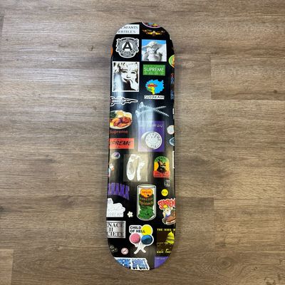 PO SUPREME STICKERS SKATEBOARD DECK BLACK
