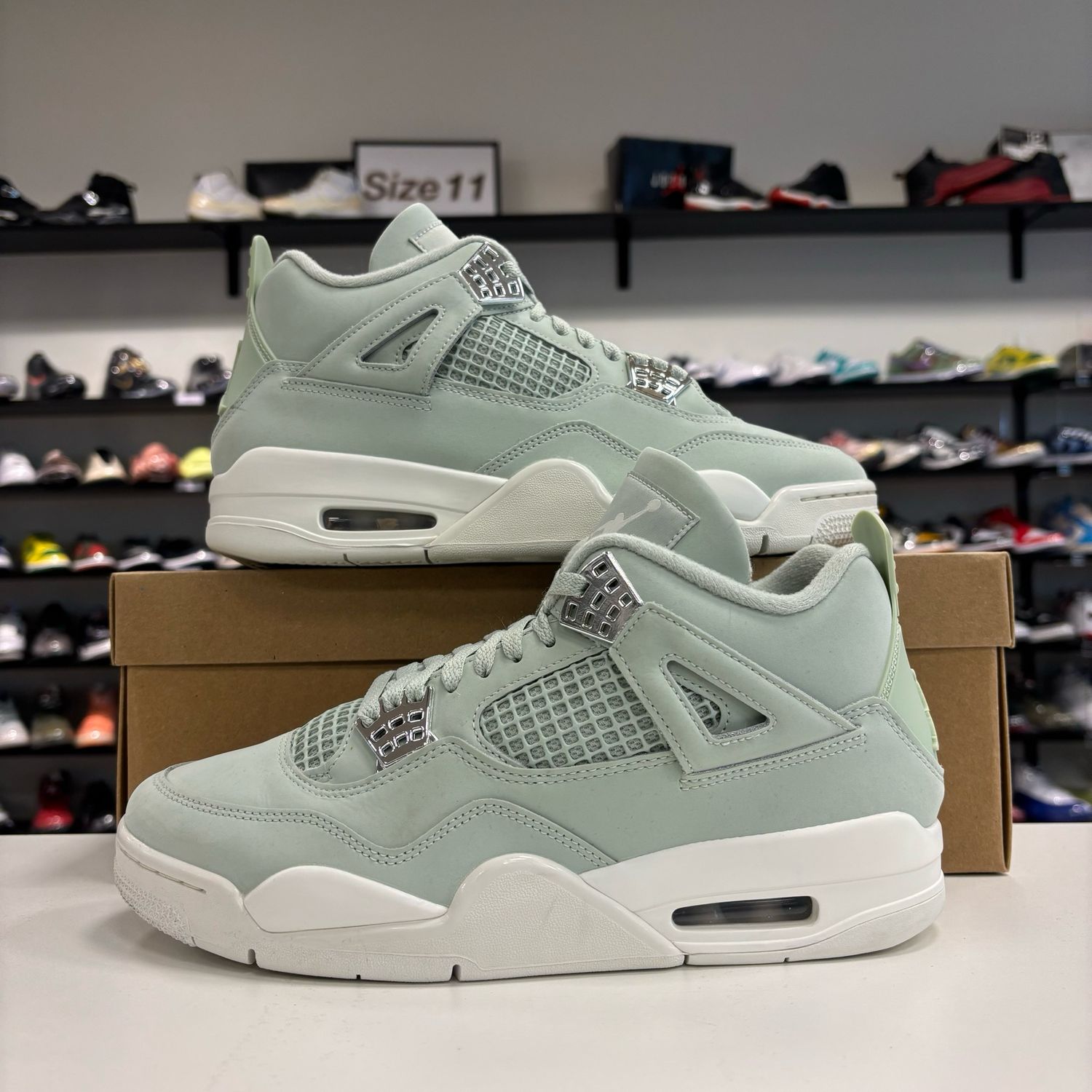 PO NB AIR JORDAN 4 SEAFOAM  SAIL SIZE 10.5W/9M