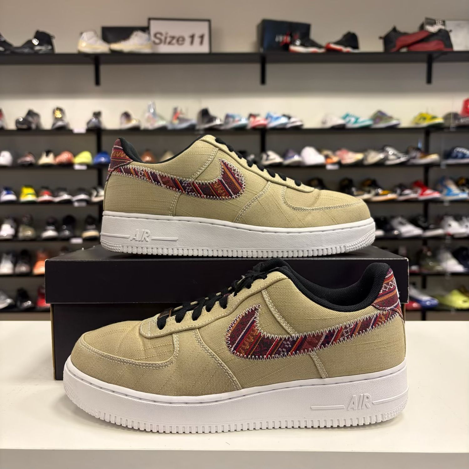 PO NIKE AIR FORCE 1 '07 LV8 AFRO PUNK KHAKI SIZE 9