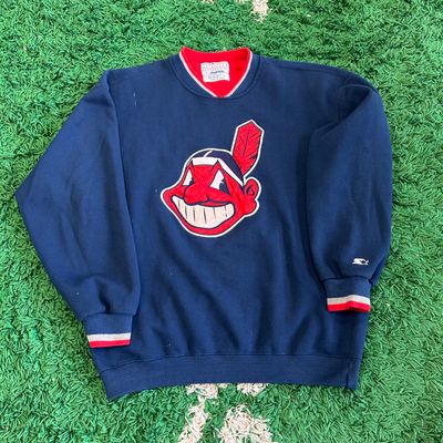 VINTAGE CLEVELAND INDIANS BIG WAHOO V CREWNECK SIZE L