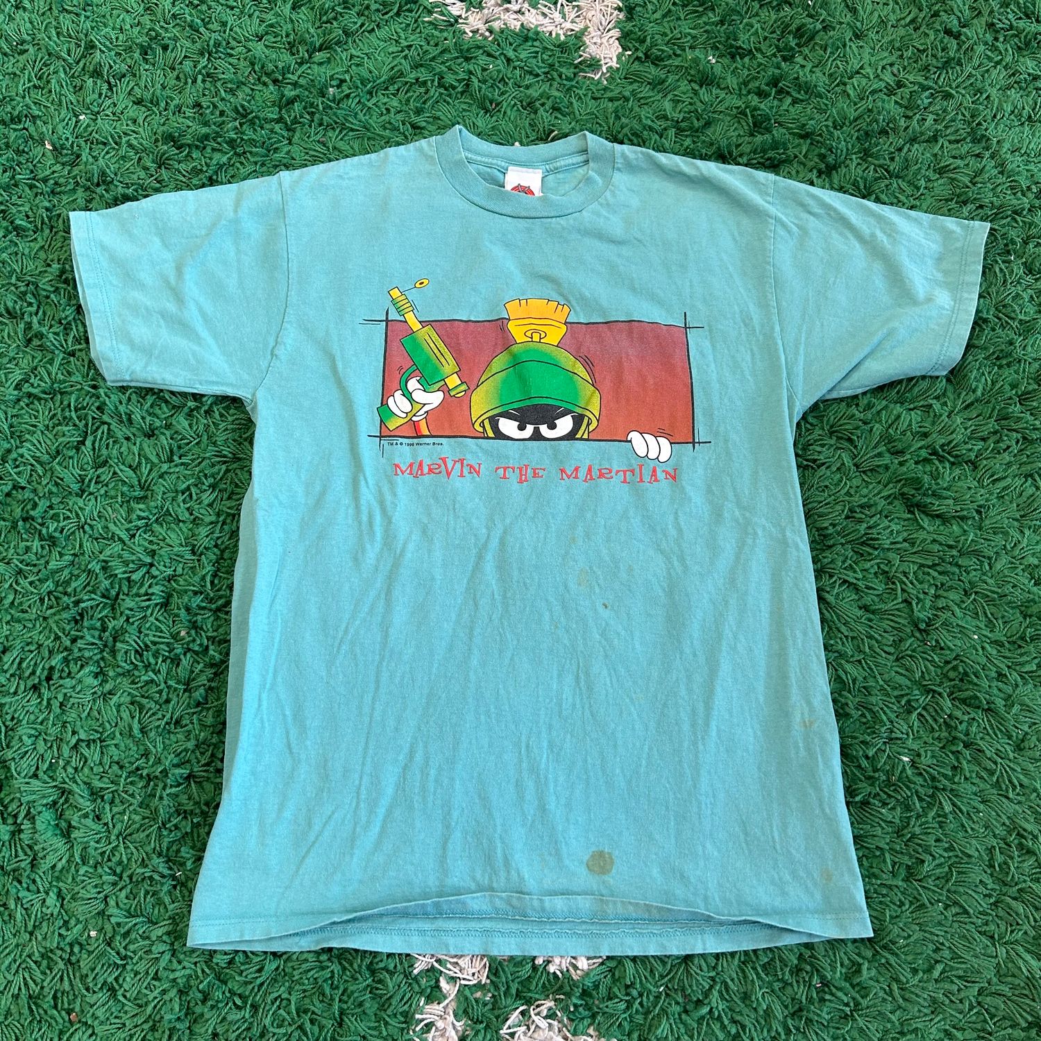 VINTAGE 1996 MARVIN THE MARTIAN LOONEY TUNES TEAL SIZE LARGE