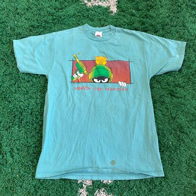VINTAGE 1996 MARVIN THE MARTIAN LOONEY TUNES TEAL SIZE LARGE