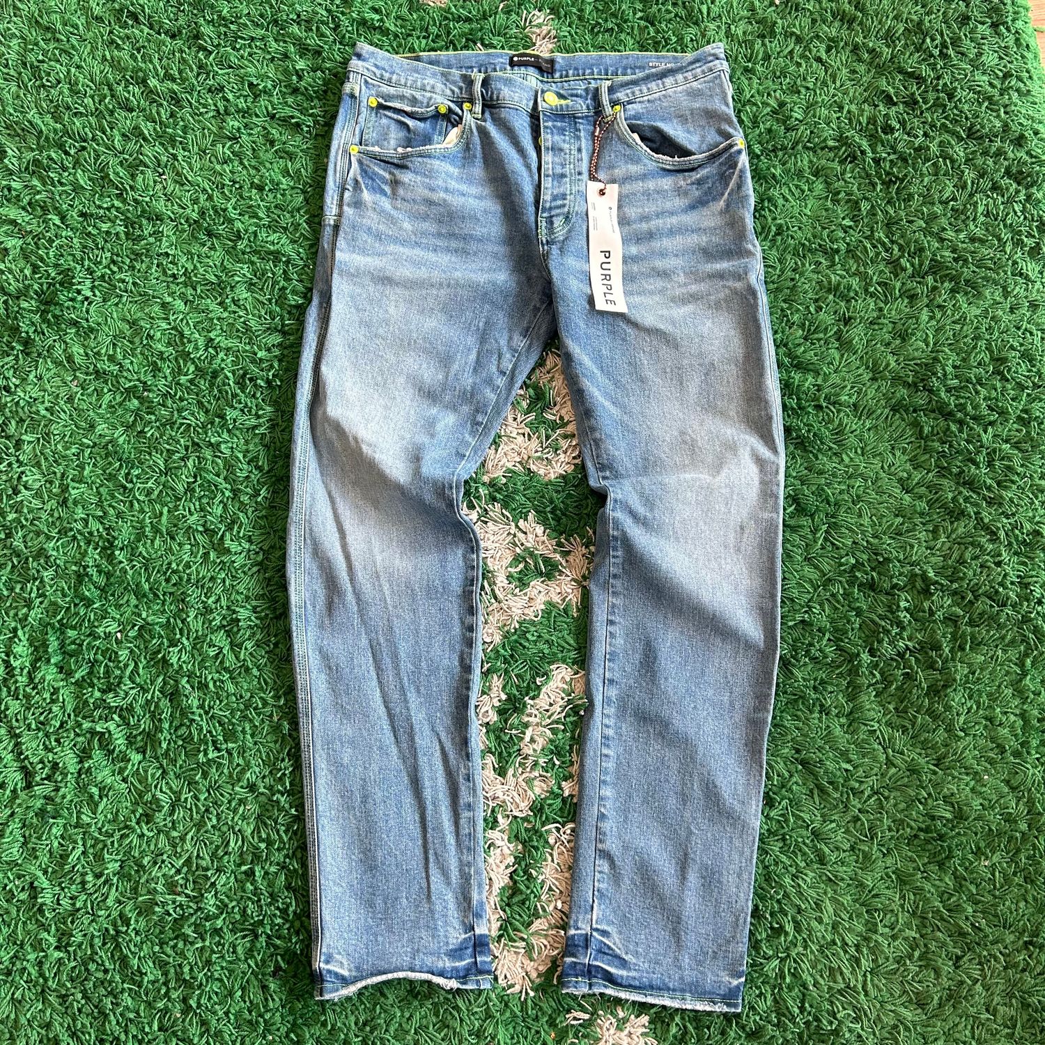PO PURPLE JEANS MEDIUM LIGHT WASH SLIME STITCHING SIZE 38