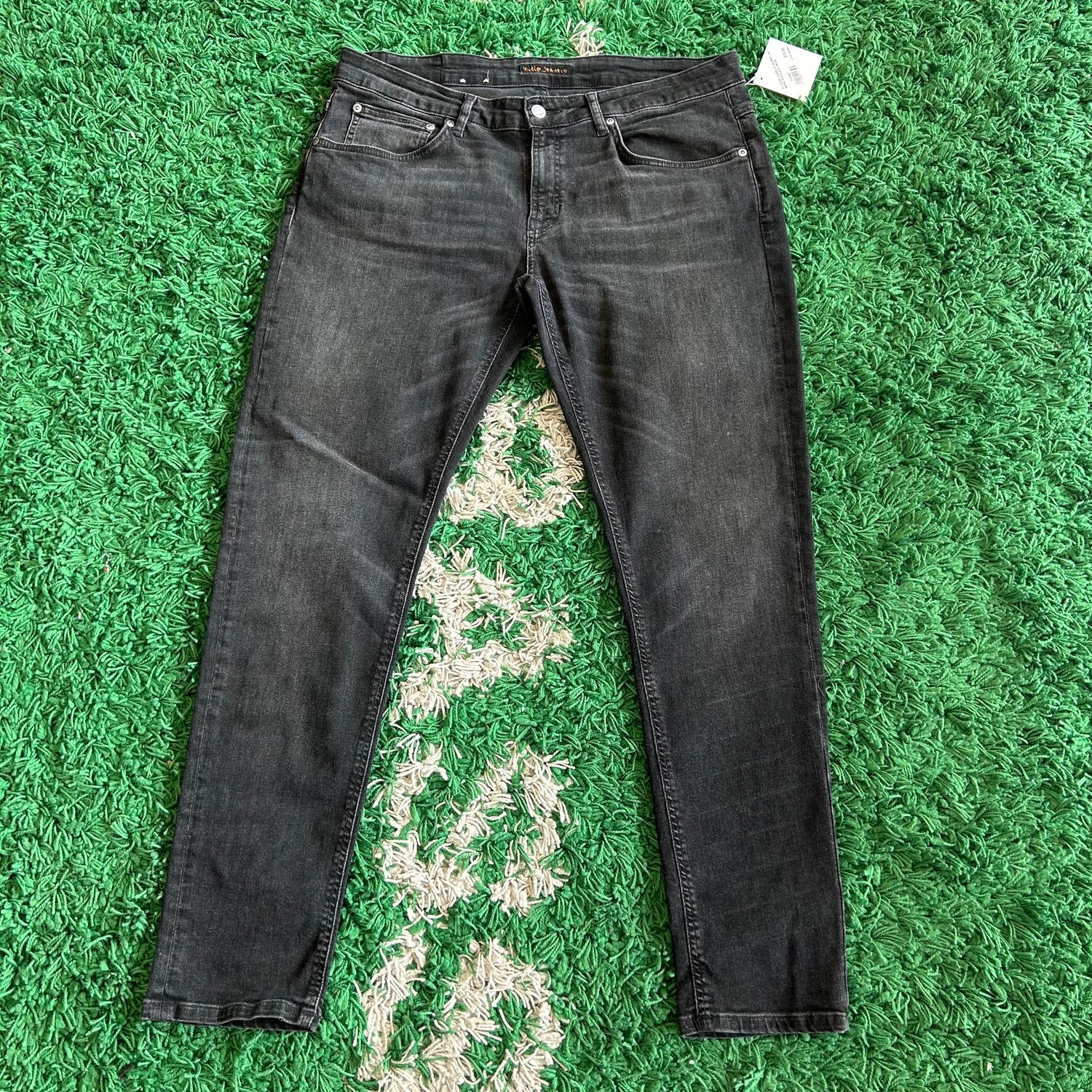 PO NUDIE JEANS CO SKINNY LIN WORN BLACK SIZE 36X30