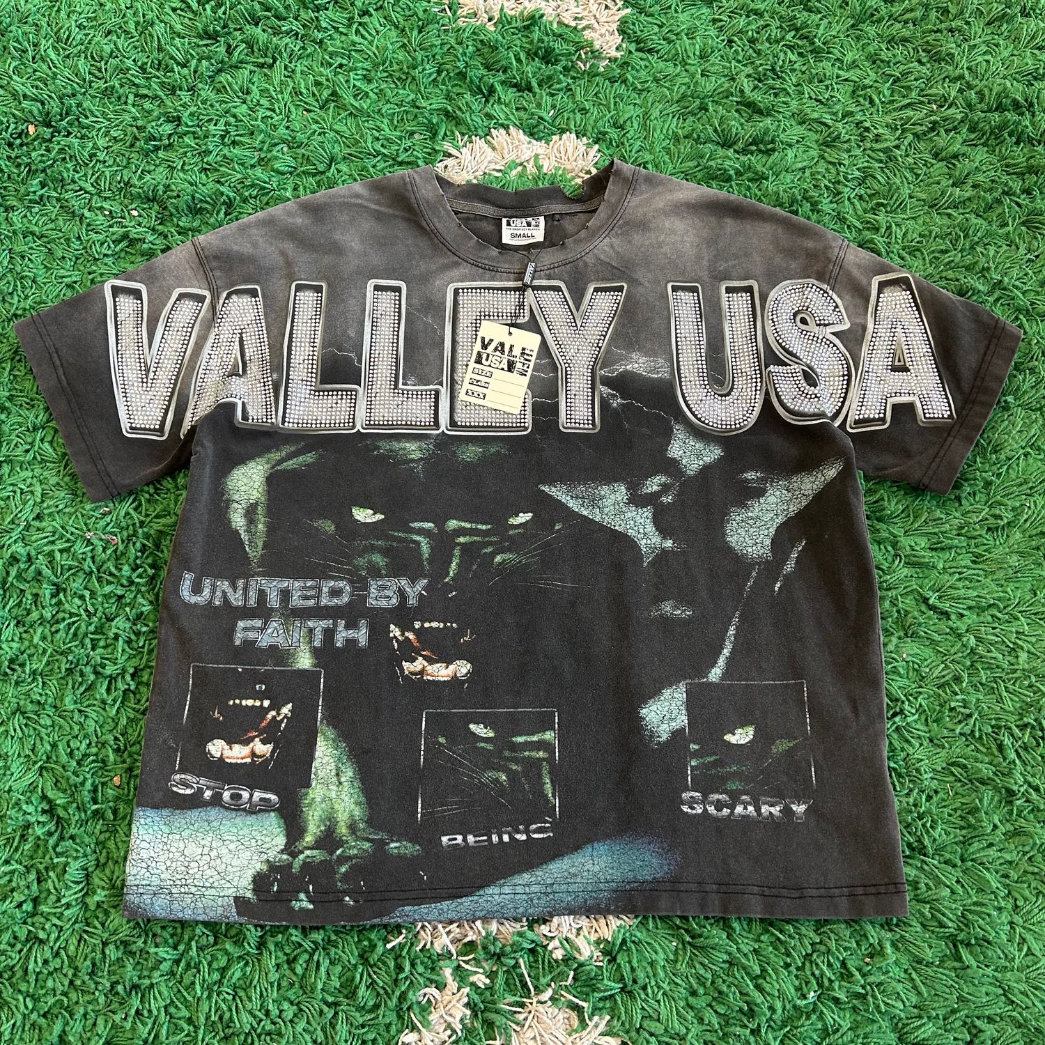 NEW VALE FOREVER PANTHER FAITH BLING TEE