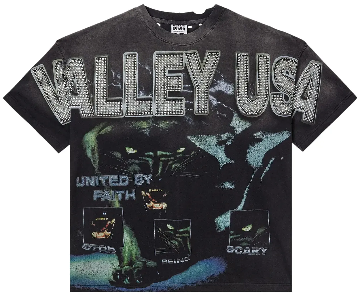 NEW VALE FOREVER PANTHER FAITH BLING TEE