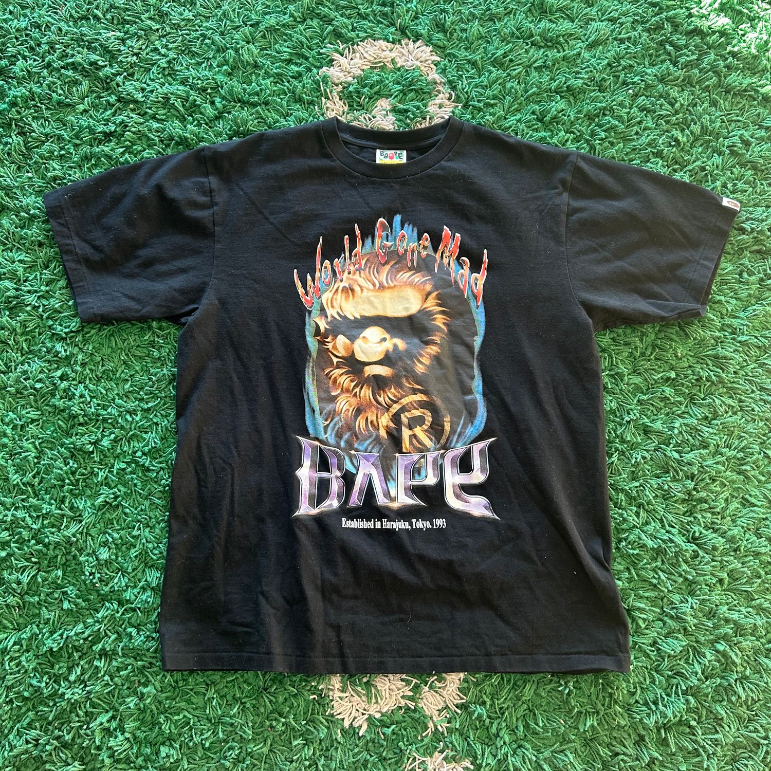 PO BAPE APE HEAD GRAPHIC SS23 TEE BLACK SIZE XL
