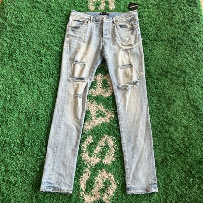PO PURPLE JEANS LIGHT WASH PAINT SPLATTER SIZE 34