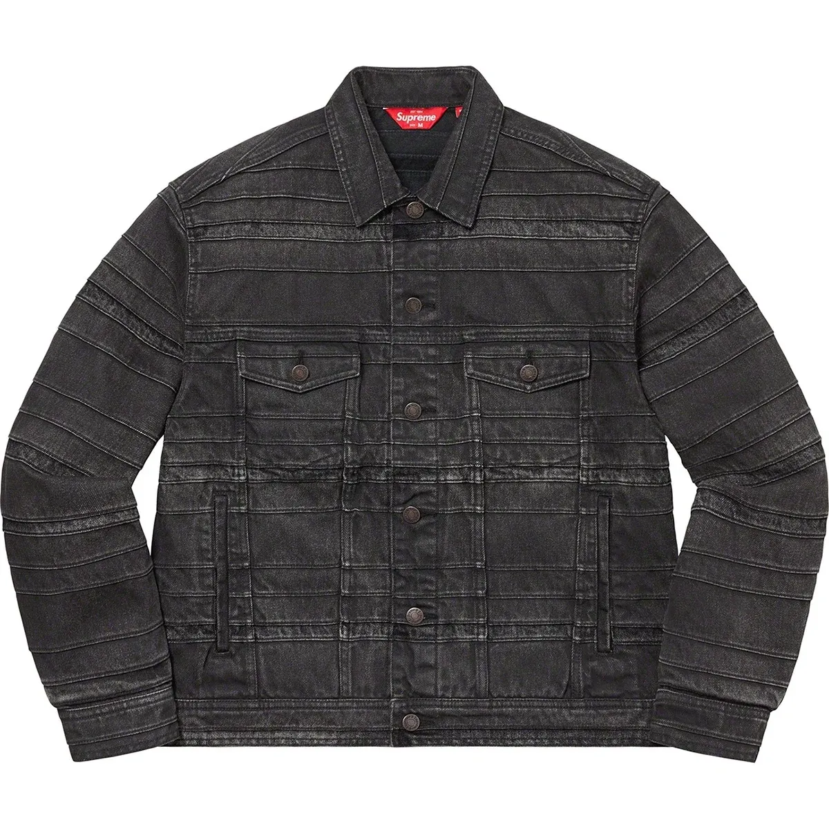 NEW SUPREME LAYERED DENIM TRUCKER JACKET BLACK (FW22)