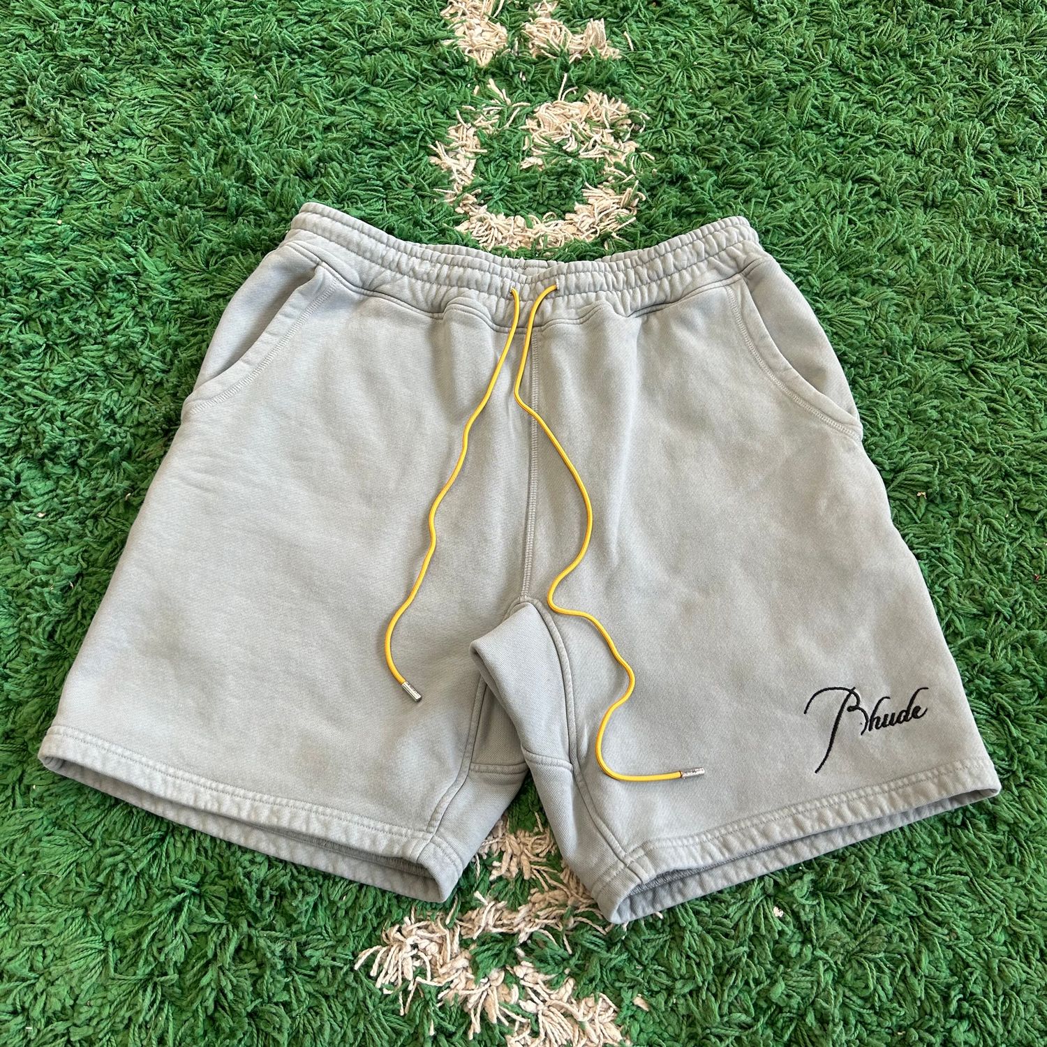 PO RHUDE SCRIPT LOGO SWEATSHORTS SAGE SIZE L