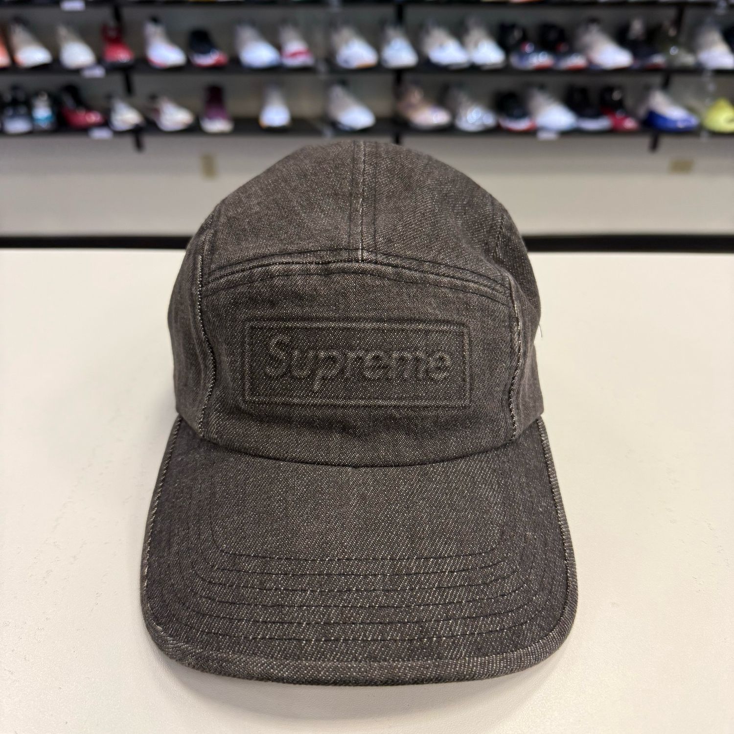 PO SUPREME EMBOSSED DENIM CAMP CAP BLACK SIZE O/S