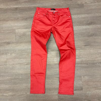 PO PURPLE JEANS P001 SLIM RED LEATHER SIZE 34