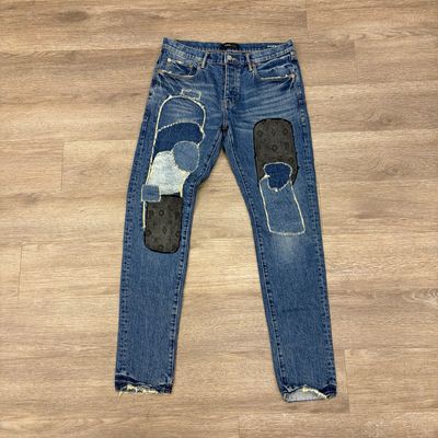 PO PURPLE JEANS P001 SLIM DARK BLUE PATCHWORK SIZE 32