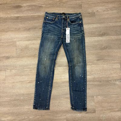 PO PURPLE JEANS P001 SLIM DARK BLUE SPLATTER PAINT SIZE 34