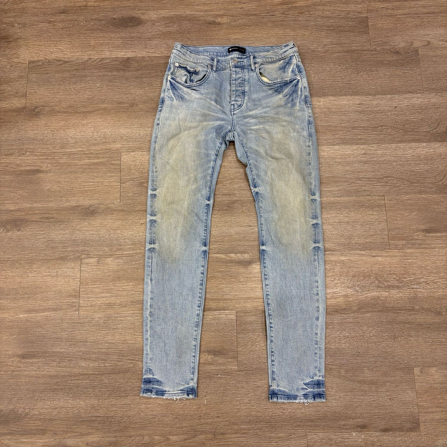 PO PURPLE JEANS P001 SLIM LIGHT BLUE MUD WASH SIZE 32