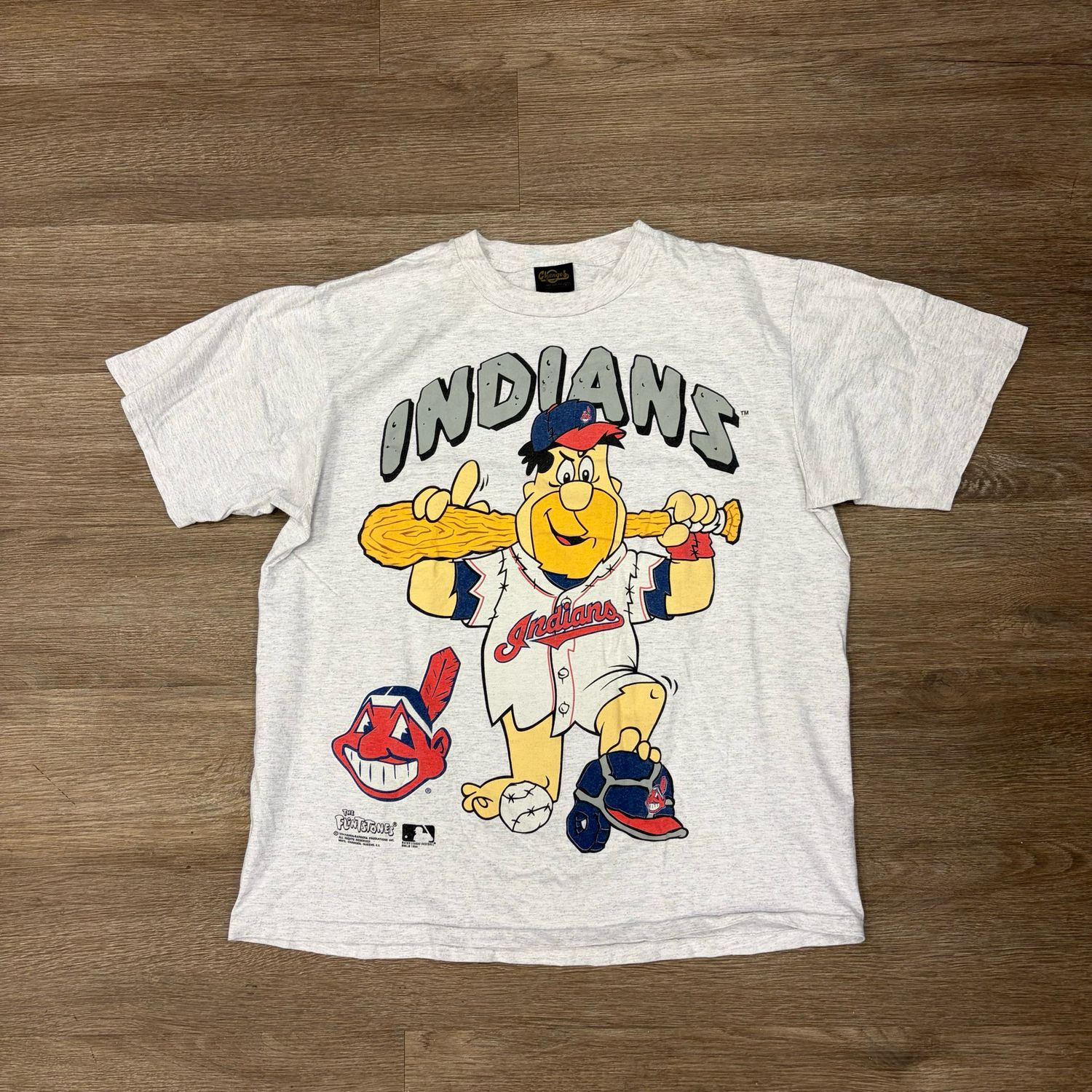 VINTAGE 1994 FRED FLINTSTONE CLEVELAND INDIANS TEE SIZE XL