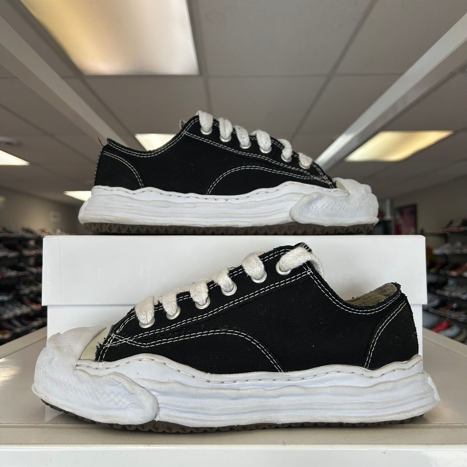 PO MAISON MIHARA YASUHIRO OG SOLE CANVAS LOW BLACK SIZE 43EU/10US