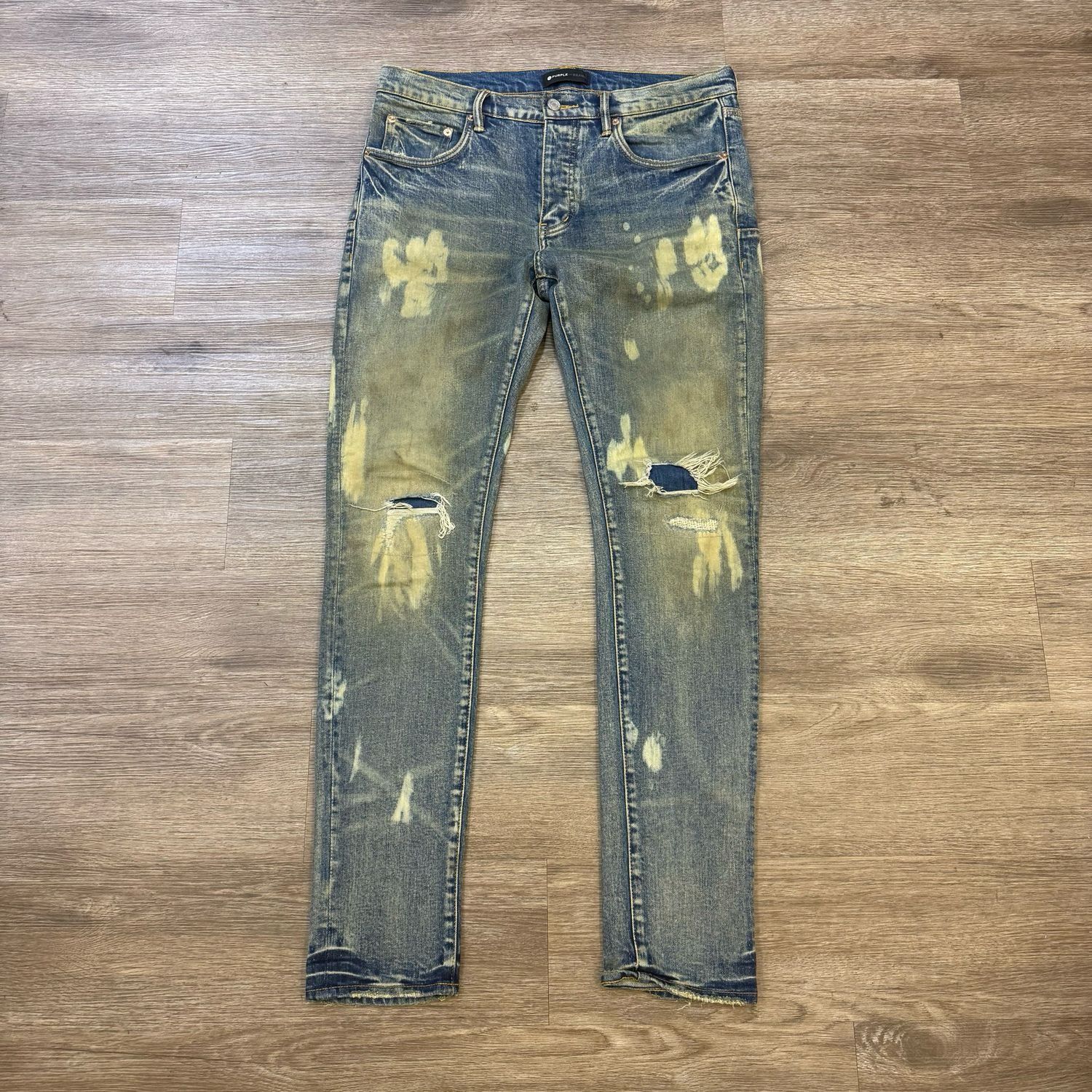 PO PURPLE JEANS P001 BLUE ACID WASH JEANS SIZE 33
