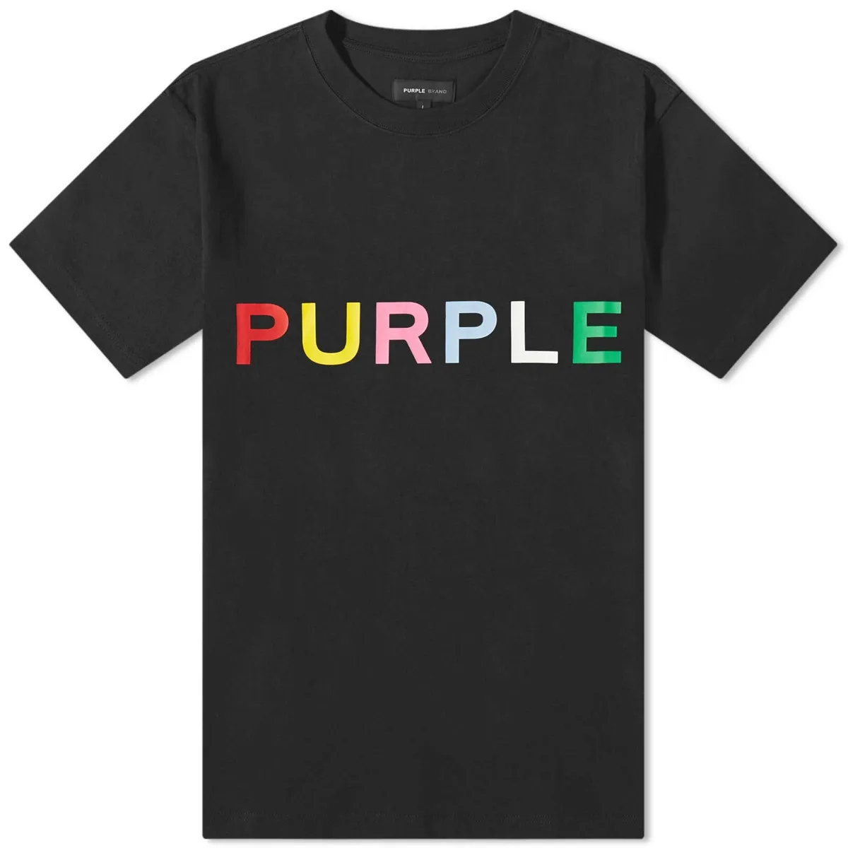 NEW PURPLE BRAND MULTI COLOR LOGO TEE BLACK SIZE 2XL