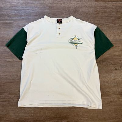 VINTAGE HARLEY DAVIDSON TRAVERSE CITY MICHIGAN BUTTON UP TEE SIZE 2XL