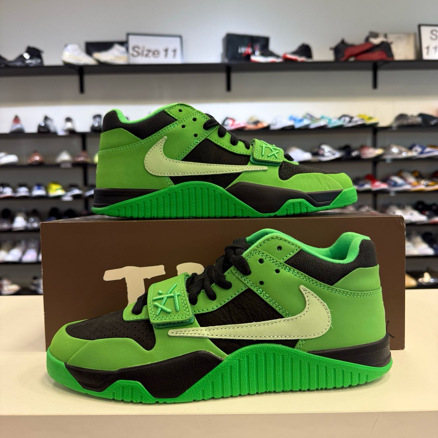 NEW JORDAN CJ1 T-REXX TRAVIS SCOTT GREEN SPARK