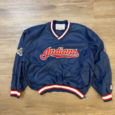 VINTAGE CLEVELAND INDIANS BIG FACE STARTER WINDBREAKER SIZE L (DH)