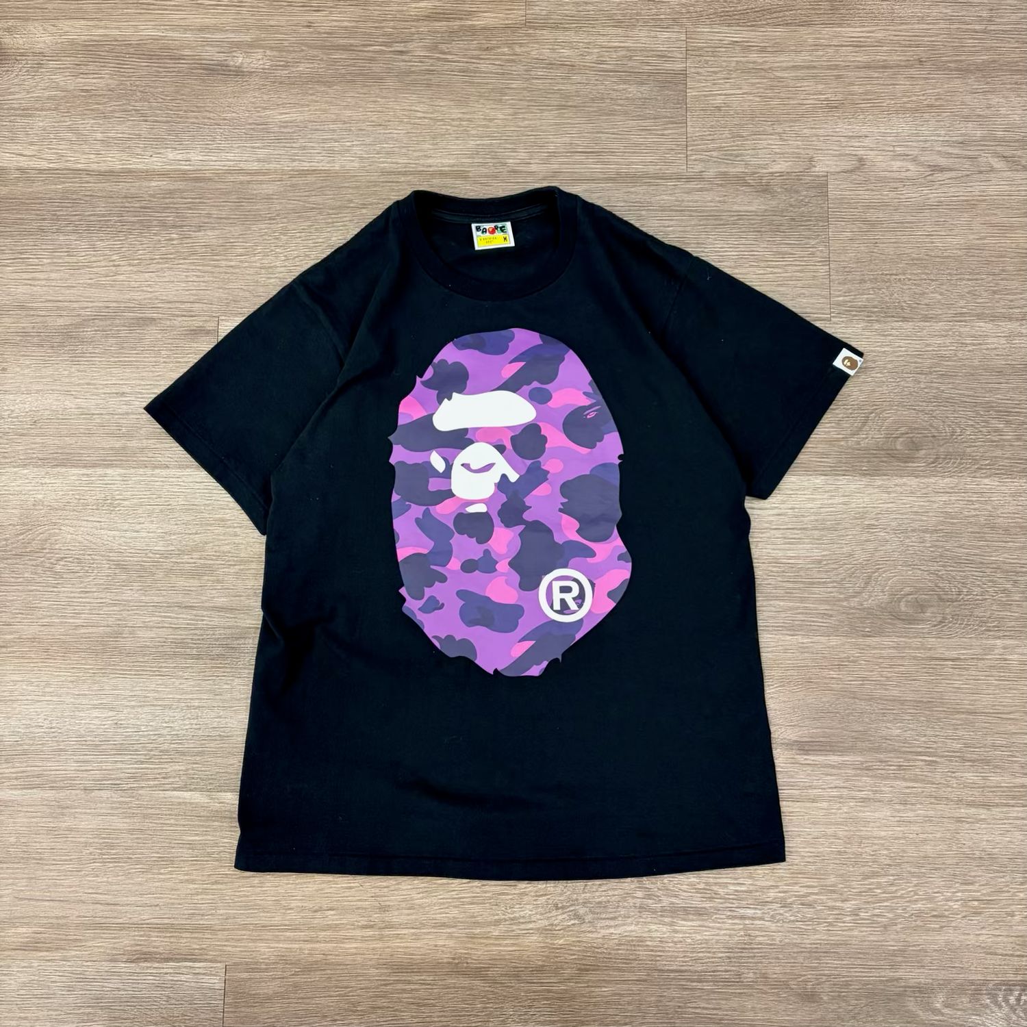 PO BAPE PURPLE CAMO APE HEAD TEE SIZE M
